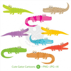 Cute Gator Cartoons Clipart,alligator clipart,digital ...