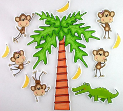 Five Little Monkeys Swinging from a Tree Felt Board Activty ...