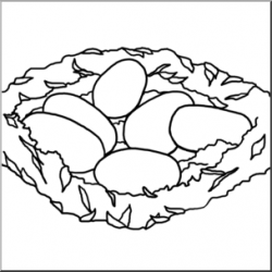 Clip Art: Alligator Eggs in Nest B&W I abcteach.com | abcteach