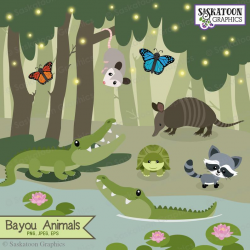 Bayou Swamp Animal Clipart - Instant Download File - Digital Graphics -  Crafts, Web Design - Commercial & Personal Use - South -#A022