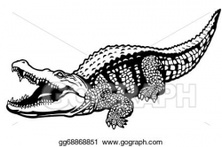 Vector Art - Nile crocodile black white . Clipart Drawing ...