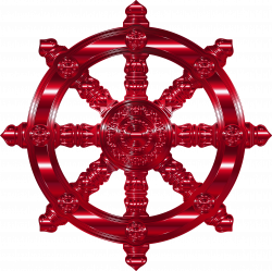 Clipart - Vermillion Ornate Dharma Wheel
