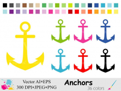 Anchor Clip Art, Nautical Clipart, Rainbow Anchor Planner Stickers Clipart,  Instant Digital Download Vector Clip Art