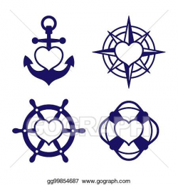 Vector Illustration - Marine heart icon set of anchor and ...