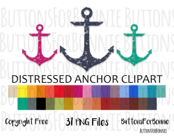 Distressed anchor clipart, png, nautical clipart, sailing ...