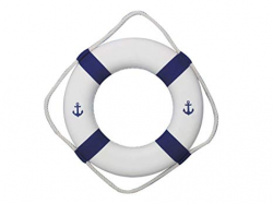 Hampton Nautical Classic White Decorative Anchor Life Ring with Blue Bands,  15
