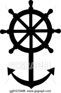 Vector Art - Ship steering wheel with anchor. EPS clipart ...