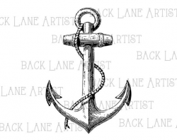 Vintage Ship Anchor Sailboat Clipart Lineart Illustration Instant Download  PNG JPG Digi Line Art Image Drawing L971