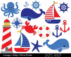 Nautical Clipart Clip Art, Anchor Clipart, Whale Clipart ...