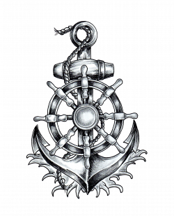 28+ Collection of Ship Wheel And Anchor Drawing | High quality, free ...