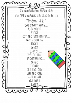 First Grade Transition words for writing 'how to' by Ruska_S ...