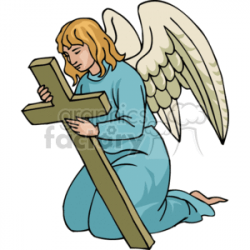 Angel holding a cross clipart. Royalty-free clipart # 164951