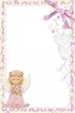 Cute_Soft_Pink_PNG_Frame_with_Angel.png | Паспорт Малыша | Pinterest ...