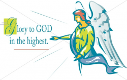 Angel Giving Glory to God | Nativity Word Art
