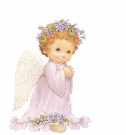 Cute Angel with Purple Flowers Free Clipart | Angel Printables ...