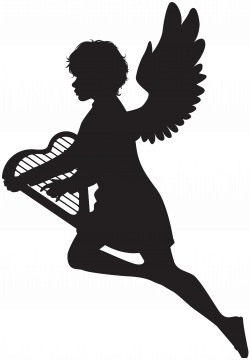 Angel with Harp Silhouette PNG Clip Art Image | Gallery ...