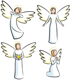 Angels - Vector Cartoon Clipart Illustration. angel, stylized, collection,  religion, Christian, Christianity, Christmas, welcoming, praying,