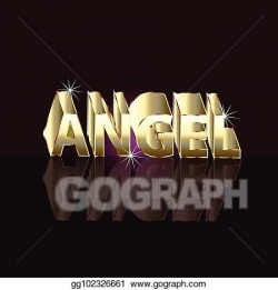 Vector Stock - Angel word in 3d gold letter sign. Clipart ...