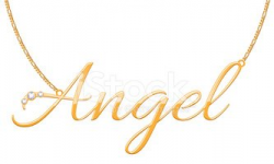 Golden Word Angel Pendant on File Contains Chain stock ...
