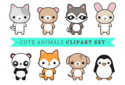 Premium Vector Clipart - Cute Animals - Kawaii Animals - Cute - Cat - Dog -  Bunny - Fox - Penguin - Panda - Bear - Instant Download