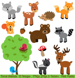 Forest Animal Clip Art, Forest Animals Clipart, Woodland ...