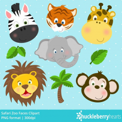 Safari Zoo Animals Clipart, Zoo Animals, Zoo Clipart, Elephant, Lion,  Tiger, Giraffe, Zebra, Monkey, Printable, Commercial Use