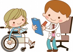 Nurse Patient Wheelchair Clip art - The doctor asked about the ...