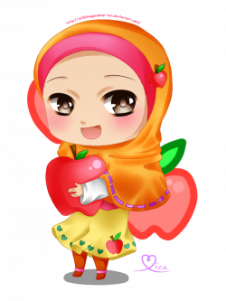 Chibi Hijabi With Apple | ༺ Muslimah Anime, Manga Drawing ...
