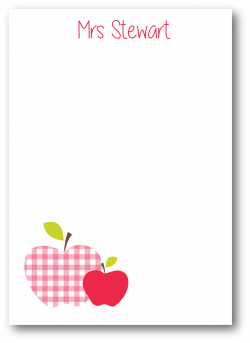 Personalised Stationery - Teacher Red Gingham Apple Duo – Bella Fia ...