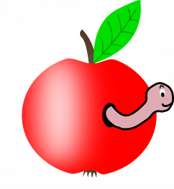 Apple Red with a Green Leaf with funny Worm Icons PNG - Free PNG and ...