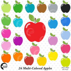 Apple Clipart, Apples Clip Art, Multi-Colored Apples, Solid colorful  apples, Classroom Clipart, Commercial Use, AMB-139