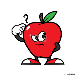 Cartoon Confused Apple Character