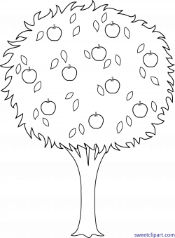 Apple Tree Lineart Clip Art - Sweet Clip Art