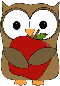 Owl with a Red Apple Clip Art - Owl with a Red Apple Image ...