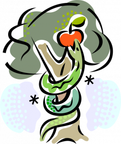 Adam and Eve with Snake and Forbidden Fruit - Vector Image