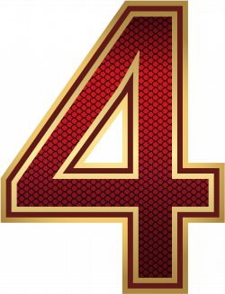 Red and Gold Number Four PNG Image | Gallery Yopriceville - High ...