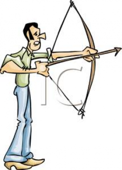 A Man About To Shoot a Bow and Arrow - Royalty Free Clipart ...