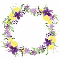purple flower wreath, Purple Flowers, Flower Wreath, Watercolor ...