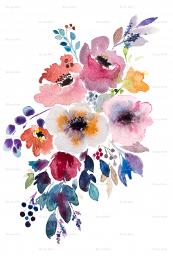Fall flower watercolor bouquet fabric - craftberrybush - Spoonflower