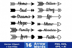 16 Arrow Words Clipart, Rustic Arrows Clipart, Arrow SVGs ...