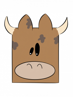 Cartoon Brown Bull with tan horns and nose. Digital print on canvas ...