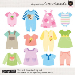Baby dress Clipart Baby Shower Clipart Baby Clothes Clipart ...