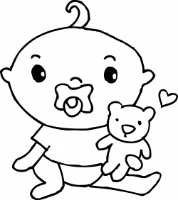 Cute Baby Boy Coloring Page - Free Clip Art