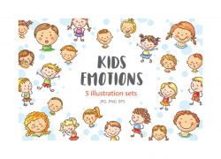 Kids emotions bundle, children with various emotion, kids clipart, children  clipart, emotions clipart, clipart commercial use, kids doodle