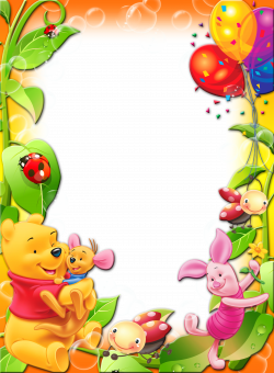 Winnie The Pooh with Balloons Kids Transparent PNG Photo Frame ...