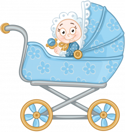 Blue baby carriage for newborn baby shower card [преобразованный ...
