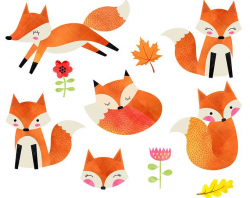 Watercolor Foxes Clipart | Baby Woodland Animals - Fox and ...