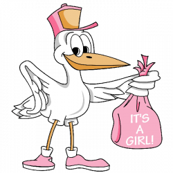 Stork Carrying Baby Girl - Cute Baby Clip Art | baby girl shower ...
