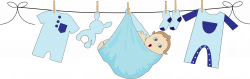 Clipart - Baby Boy Hanging On A Clothesline
