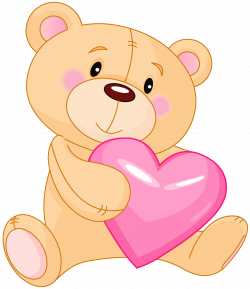 Transparent Cute Teddy with Pink Heart PNG Clipart | Gallery ...